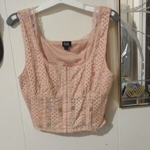 American Eagle Outfitters Peach Lace Crop Top